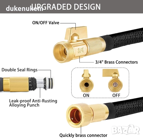 Разтегателен градински маркуч 30 м с накрайници и пистолет с 10 режима, снимка 3 - Други инструменти - 52222668