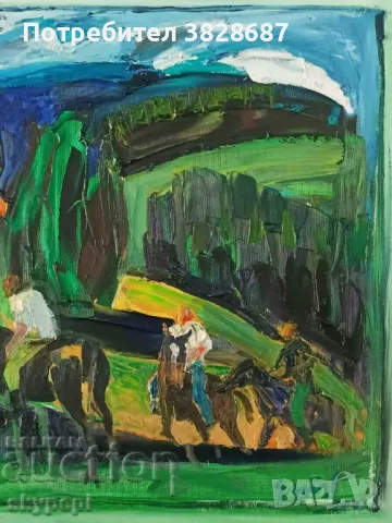 Картина,,Ездачи в планината,,, снимка 6 - Картини - 48271944