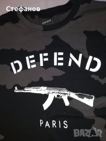 Тениска-милитъри-маскировъчнаотпред с щампа на автомат-DEFENDE, снимка 3 - Тениски - 37439329