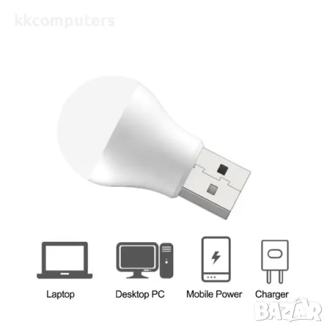 XO Y1 Mini USB LED крушка / Бял / Баркод : 2403649, снимка 2 - Друга електроника - 47709321