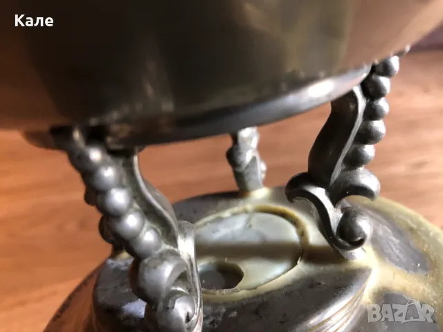 Старинна метална купа с инкрустации , снимка 6 - Антикварни и старинни предмети - 50084785