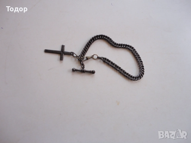 Старинен кюстек верижка за джобен часовник с кръст , снимка 6 - Мъжки - 52671575