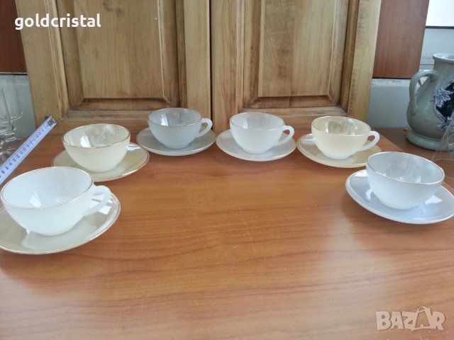 Френски аркопал чаши за чай кафе, снимка 10 - Антикварни и старинни предмети - 36771233