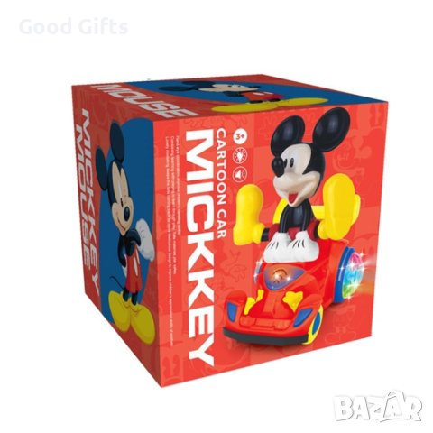 Музикална Светеща играчка Мики Mаус С количка, снимка 3 - Коли, камиони, мотори, писти - 42949076