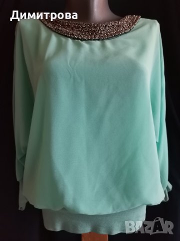Ефектна блуза, цвят 'мента', снимка 3 - Ризи - 36829944