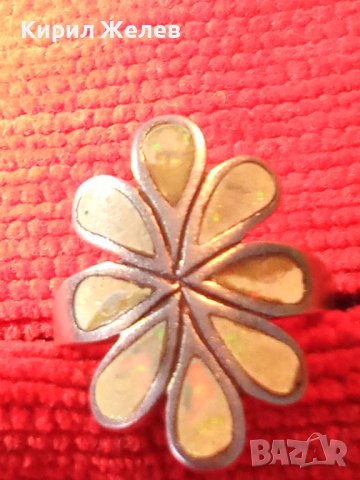 ПРЕКРАСЕН ФЛОРАЛЕН АРТ СРЕБЪРЕН ПРЪСТЕН ЦВЕТЕ СРЕБРО 925 АНГЛИЯ с ШЛИФОВАН КРАЛСКИ СЕДЕФ 39995, снимка 16 - Пръстени - 42613601