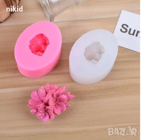 3D Вишнев цвят цвете силиконов молд форма фондан шоколад гипс смола , снимка 4 - Форми - 27597980