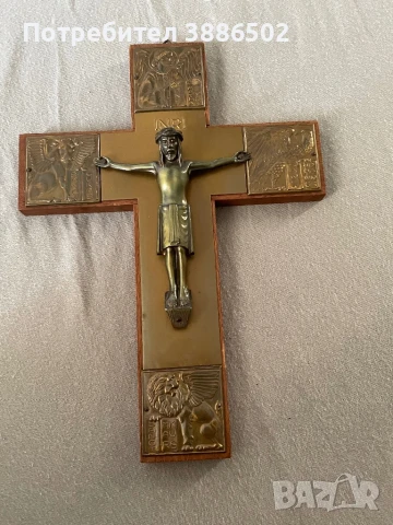 Антика!Християнски Кръст в стил Арт Деко с евангелистите около 1930 г., снимка 3 - Антикварни и старинни предмети - 50821580