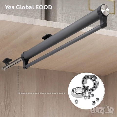 Разтегаема алуминиева релса за дрехи за гардероб 392 мм сиво/бяло, снимка 4 - Гардероби - 51985887