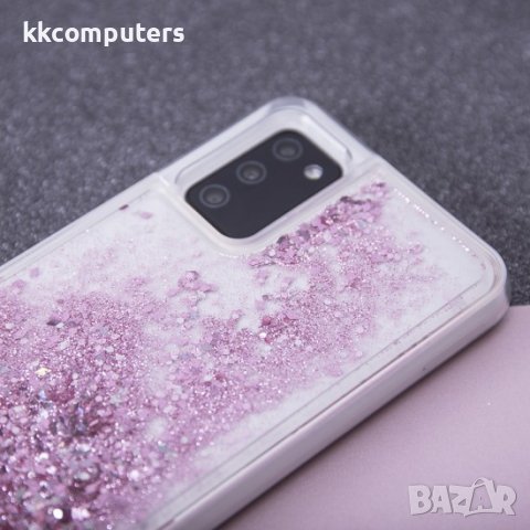 Силиконов кейс MBX Liquid с течност и брокат, За iPhone 14 (6.1), Розов, снимка 2 - Калъфи, кейсове - 39117903