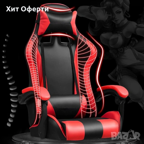 Геймърски стол-розов/червен, снимка 8 - Геймърски - 53098270