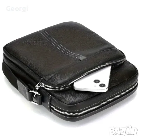 Мъжка кожена чанта за през рамо с италиански дизайн /Висок клас телешка кожа!, снимка 6 - Чанти - 49293352