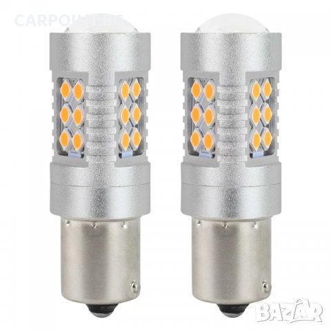 КРУШКИ LED CANBUS 3030 24SMD 1156 BAU15S PY21W ОРАНЖЕВИ 12V / 24V 02580 1КТ., снимка 1