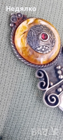 Стар сребърен нож за писма с рубин, снимка 6 - Антикварни и старинни предмети - 51780123