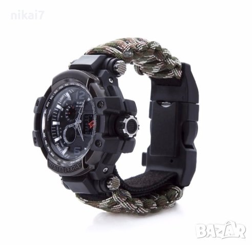 мъжки часовник 8в1 TACTICAL MILITARY SURVIVAL паракорд компас запалка, снимка 11 - Мъжки - 42946279