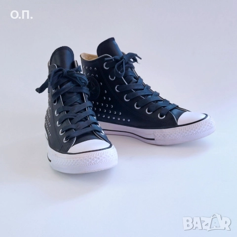 Converse All Star - Leather Black Silver 36, снимка 2 - Кецове - 51600582