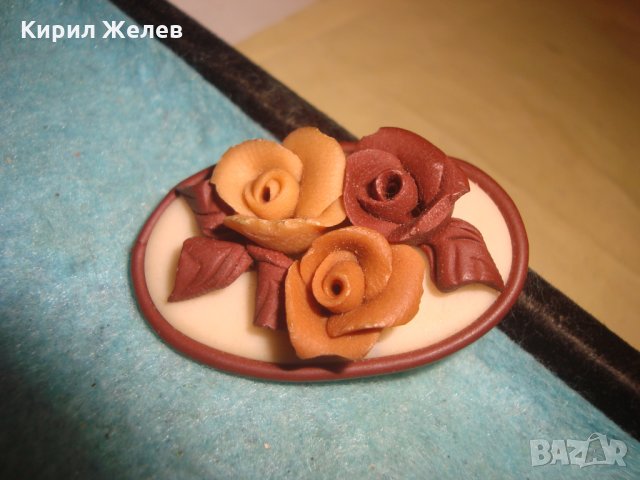 СТАРА БРОШКА РОЗИ АРТ - ДЕКО СТИЛ ФЛОРАЛНО РЕТРО БИЖУ РЪЧНА ИЗРАБОТКА ВИНТИДЖ НАКИТ 11985