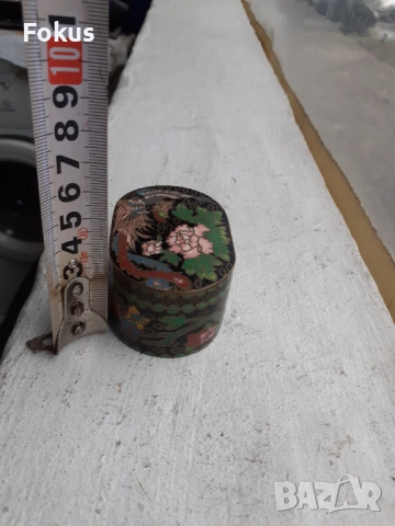 Клоазоне cloisonne клетъчен емайл бронз - стара кутийка, снимка 6 - Антикварни и старинни предмети - 53335608