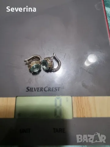 Нови,сребърни, масивни обеци със светлосин камък , снимка 2 - Обеци - 49041571