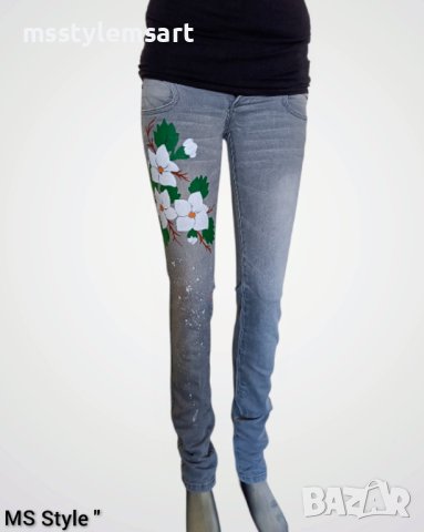 Ръчно рисувани дамски дънки , снимка 4 - Дънки - 40399000