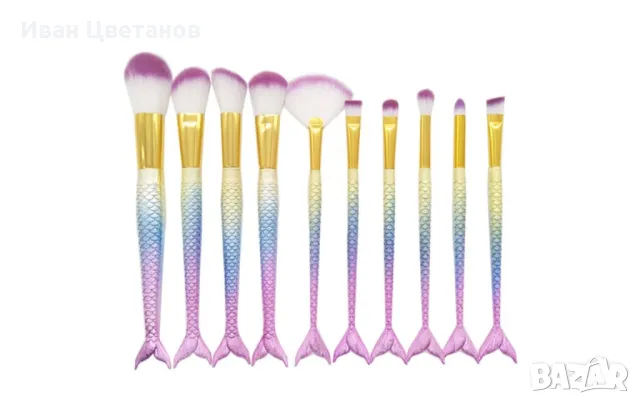 Комплект 10 четки за грим в тубус или чантичка HZS50