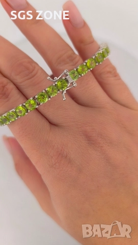 СРЕБЪРНА ГРИВНА 925 С НАТУРАЛЕН ПЕРИДОТ, снимка 10 - Гривни - 52709167