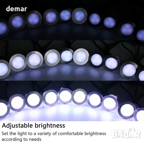LED декинг лампи RGB WIFI Многоцветени, IP67, Ø31MM 12V, 10 броя, снимка 5 - Лед осветление - 43987781