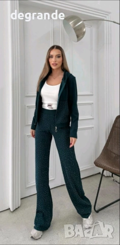 Комплект с камъчета 3 части ЗЕЛЕНО СИВО ЧЕРНО БЕЖОВО, снимка 5 - Спортни екипи - 53108122