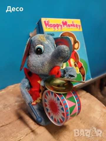 Стара японска механична играчка слон музикант., снимка 2 - Колекции - 51551861