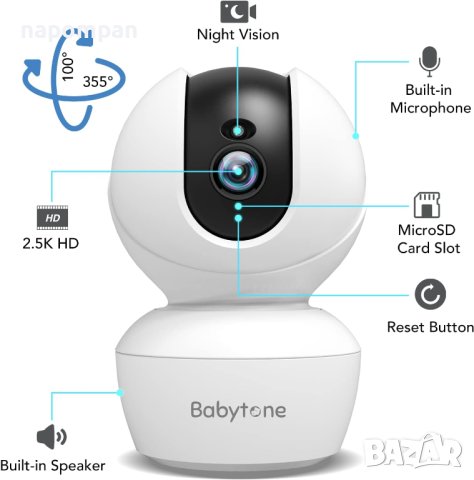 Wifi бебе камера / бебефон към смартфон с двупосочно аудио, снимка 2 - IP камери - 43187471