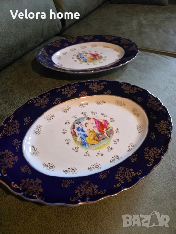 2 бр. Големи чинии от ОРИГИНАЛЕН ЧЕШКИ КОБАЛТ, снимка 2 - Чинии - 53149082