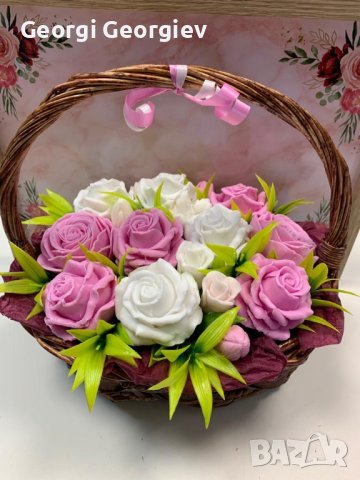 цветя от ароматен глицеринов сапун и Българска роза , снимка 8 - Картини - 43389734