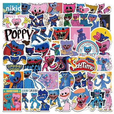 50 бр  Хъги Лъги Huggy Wuggy самозалепващи лепенки стикери за украса декор картонена торта и др, снимка 3 - Други - 37517067