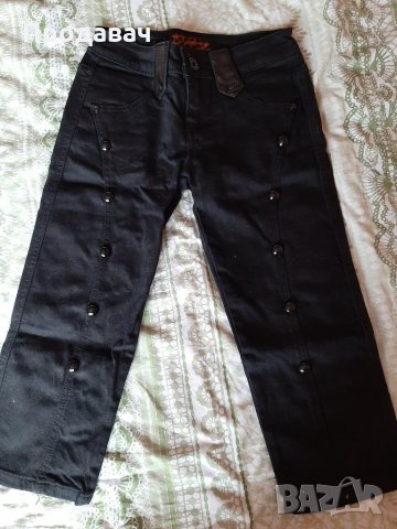 Тричетвърт черен панталон от дънкови плат, снимка 1
