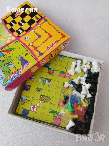 Настолна игра 4 в 1 - шах, дама, не се сърди човече, лабиринт, снимка 3 - Игри и пъзели - 50180301