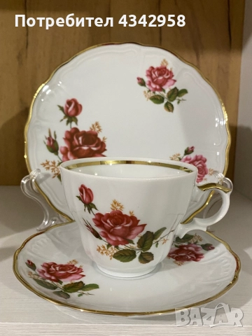 Vintage.Wunsiedel.Немски порцеланов комплект с рози  60-те години
