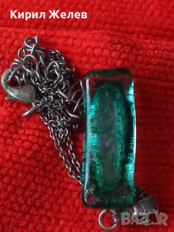 АРТ МЕДАЛЬОН ВЕНЕЦИАНСКО СТЪКЛО МУРАНО с СРЕБРО 925 и СРЕБЪРНА ВЕРИЖКА с ПОСРЕБРЕНА ЗАКОПЧАЛКА 49784, снимка 12 - Колиета, медальони, синджири - 50416501