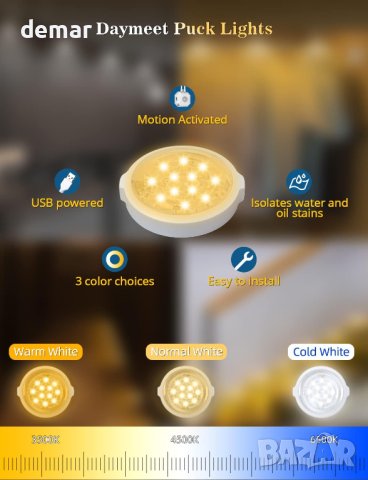 Сензорно LED осветление за гардероб, шкаф, под плот и др. 5V USB, снимка 3 - Лед осветление - 43121425