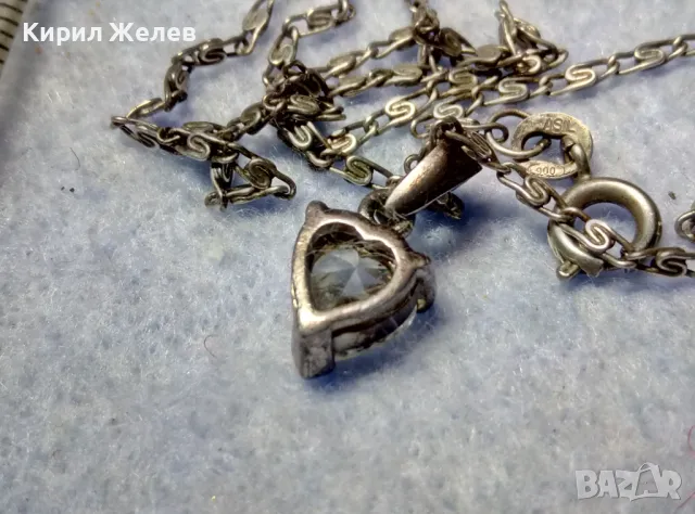 НЕЖЕН СРЕБЪРЕН ПЕНДАНТ с КУБИЧЕН ЦИРКОН ФИАНИТ и СТАРИННА СРЕБЪРНА ВЕРИЖКА СРЕБРО 900 ALIS 39960, снимка 4 - Колиета, медальони, синджири - 50056707