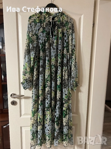 Нова разкошна дълга елегантна феерична рокля цветя нежен флорален десен, снимка 2 - Рокли - 45423856