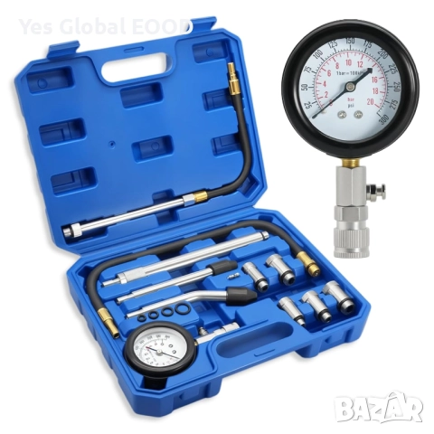 Комплект тестер за компресия бензинови двигатели 0–300 PSI