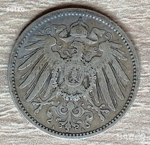 Германия 1 марка 1896 буква А  д25, снимка 2 - Нумизматика и бонистика - 33431437