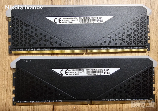 2X8GB 16GB DDR4 3200Mhz Corsair Vengeance RGB Black RAM памет | CL16 | 16-20-20-38 1.35V, снимка 2 - RAM памет - 53482651