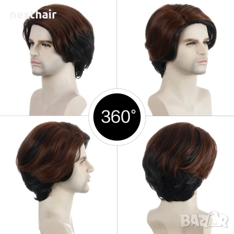 Къса парти черна кафява перука, снимка 7 - Аксесоари за коса - 51311202