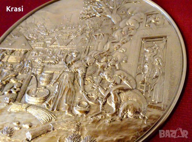 Есен релефно пано,плакет,медал,картина от калай на WMF. , снимка 5 - Антикварни и старинни предмети - 27711259