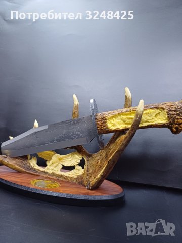 Голям нож на рог - много специален и ефектен подарък за мъж , особено ловджия. , снимка 4 - Декорация за дома - 43213750