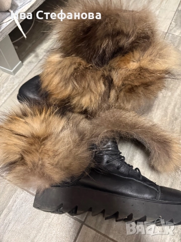 Разкошни боти естествена кожа естествен косъм от лисица  номер 39 , снимка 17 - Дамски боти - 52818545