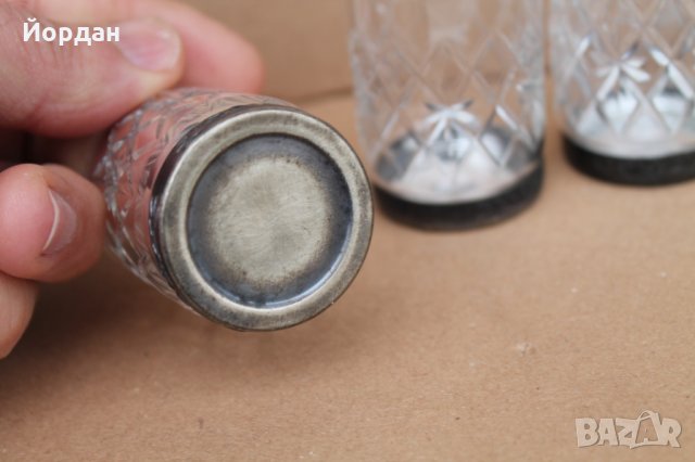 6бр. кристални чаши за ракия с метален обков , снимка 5 - Сервизи - 35266284