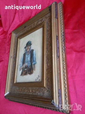 Стара Авторска Английска Картина Подписана, снимка 3 - Антикварни и старинни предмети - 27284935