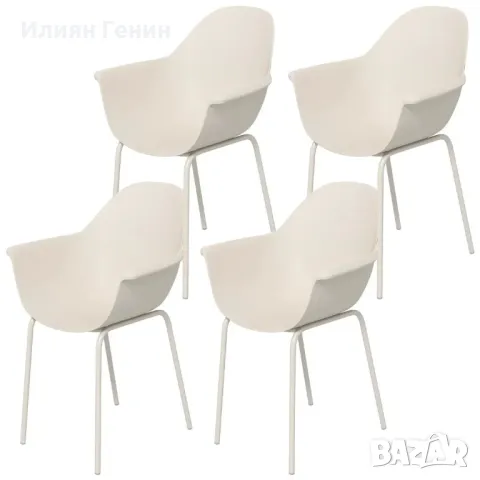 Комплект от 4 градински стола Outsunny Градински столове Модерен дизайн 59 см x 55 см x 84 см Сив, снимка 4 - Градински мебели, декорация  - 50393247